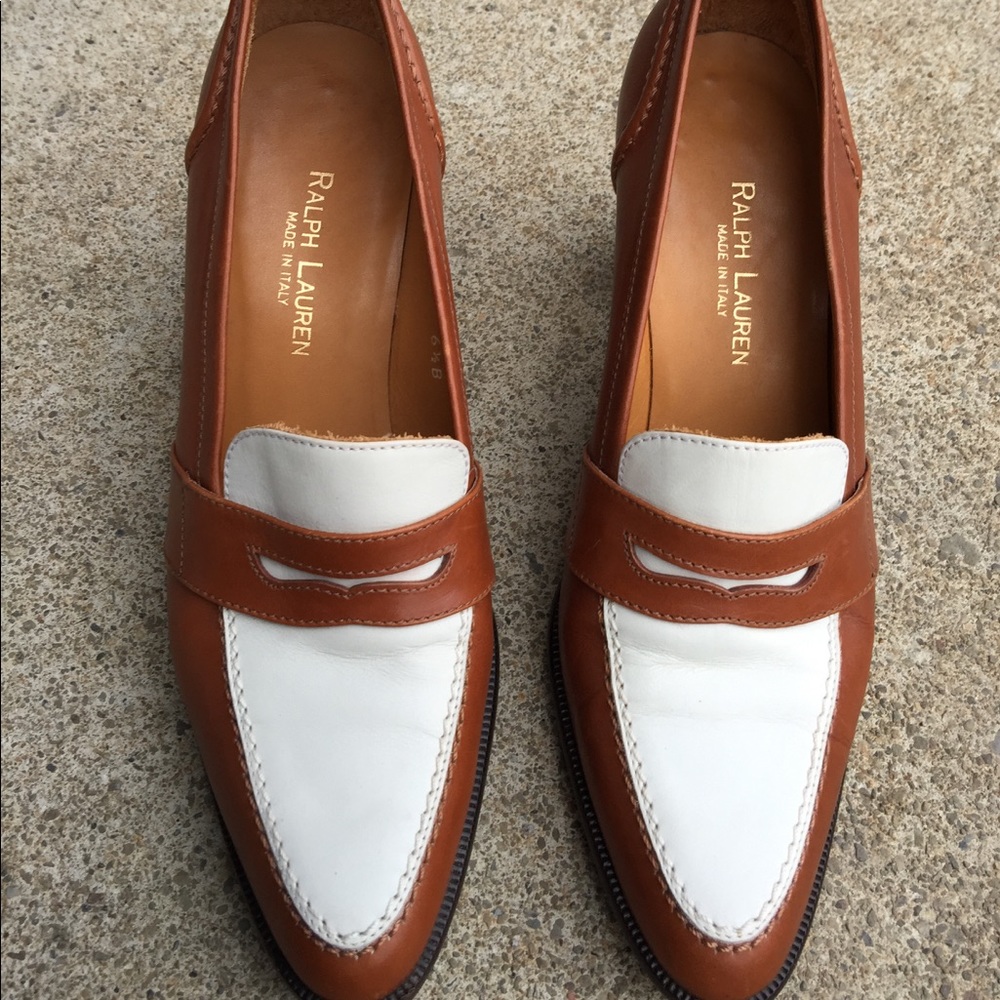 Women's Ralph Lauren Tan & Beige Heeled Shoes 6.5B